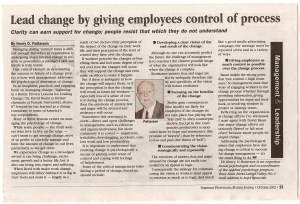 # 1 - Oct 02 - Lead change by giving employees control of process
