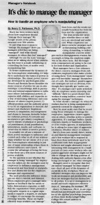 # 25 - Nov 06 - It's chic to manage the manager