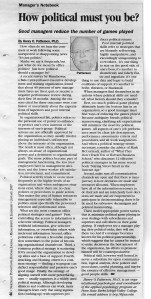 # 26 - Jan 07 - How political must you be?