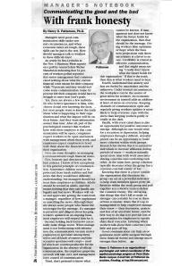 # 37 - Jan 09 - Communicating the good and the bad with frank honesty