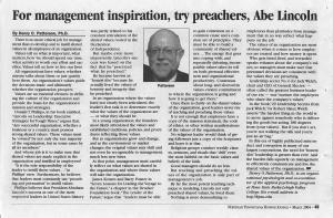 # 9 - Mar 04 - For management inspiration, try preachers, Abe Lincoln