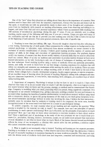 Tips on Teaching the Course